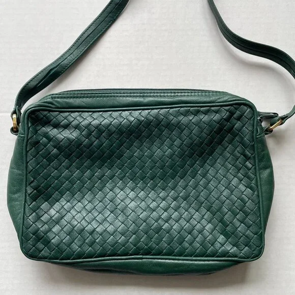 Ganson green Woven Leather crossbody bag - Picture 4 of 11